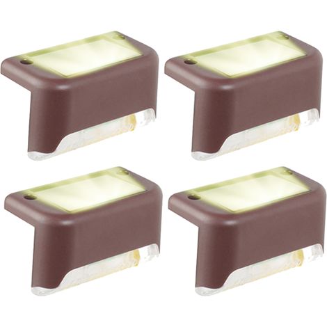 Lot de 4 lampes solaires pour marches - Idéales pour terrasses, quais, marches, porches, passages, escaliers et rampes (1/5)