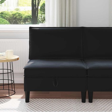 vidaXL Sofá Medio con Almacenamiento Negro Terciopelo (1/4)