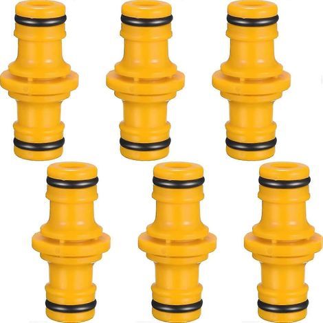 Lot de 6 raccords mâles doubles pour tuyau d'arrosage (jaunes) (1/5)