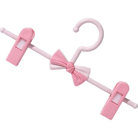 Cintres Pantalon Enfant Plastique Sans Couture Antidérapant Pince Réglable Télescopique Rack Rose Lot Multi-Tailles (1/5)