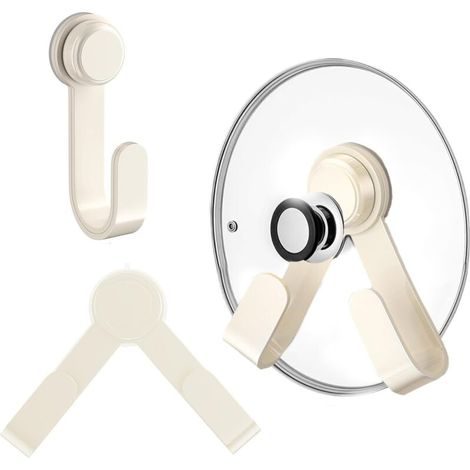 Supporto girevole per coperchi con ventosa, gancio a parete regolabile, scaffale da cucina, supporto per tagliere, gancio multifunzionale (bianco)