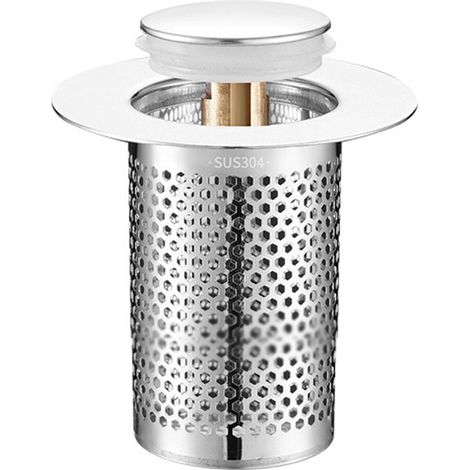 Bouchon d'évier universel avec panier, bonde de lavabo à ressort, noyau en cuivre, passoire pour lavabo (1/2)