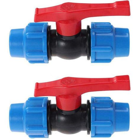 2Pcs MDPE Compression Robinet Joint de Tuyau de Avec à Rournant Sphérique en Ligne 25mm (1/5)