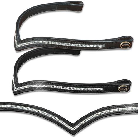 Full, Nero: Frontalino in cuoio Horses modello V-Sparkly sagomato a V (1/2)