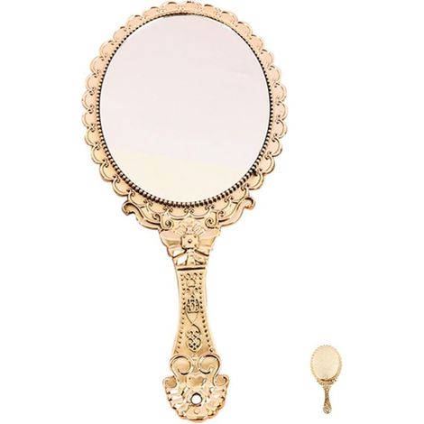 GDHZS-Miroir de poche compact baroque vintage rouge doré, petit miroir de maquillage portable pour femme voyage reflet fidèle (1/5)