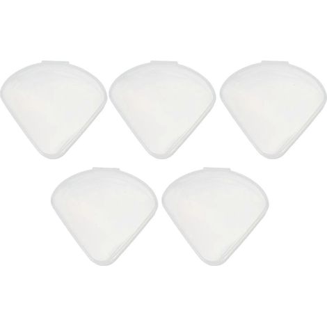 Boîte de rangement triangulaire transparente portable pour houppettes de maquillage, compatible avec 5 houppettes, également compatible avec les houppettes capsules à perles. (1/5)