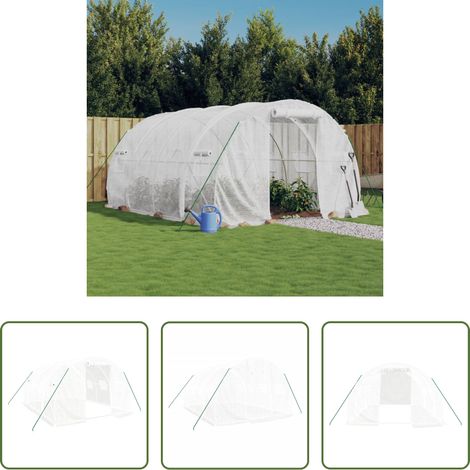 Protection des plantes - Serre avec cadre en acier Blanc 12 m² 4x3x2 m (1/5)
