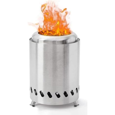 Portable Stainless Steel Tabletop Fire Pit for Camping, with Stand Bag, Low Smoke Mini Outdoor Fireplace, Wood and Pellet Burner, for Camping, Garden