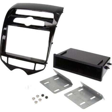 Support autoradio 1DIN compatible avec Hyundai ix20 ap10 - Noir brillant - avec vide-poche