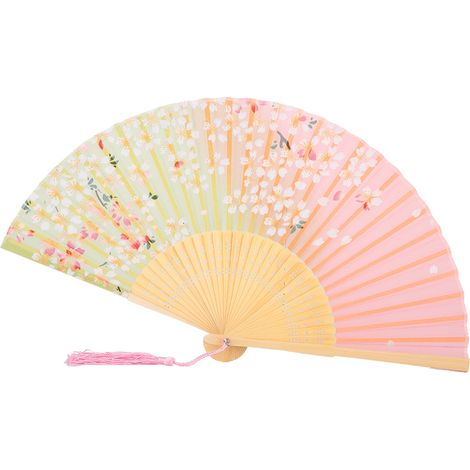 Éventail pliant, éventail à main papillons de style vintage japonais fait main pour la décoration (rose) (1/5)