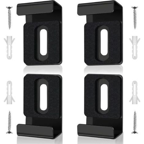 Lot de 4 Supports Muraux pour Miroir en Acier Inoxydable Noir – Kit de Fixation Robuste avec Vis et Chevilles Incluses – Accessoires de Montage pour Salle de Bain, Entrée et Décoration Intérieure (1/5)
