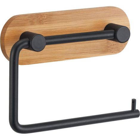 MSV Yono Toilettenpapierhalter aus schwarzem Bambus SANS MARQUE