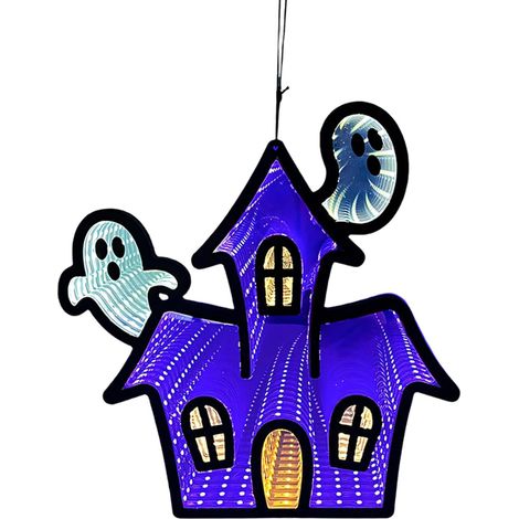Applique murale d ' Halloween alimentée par USB, décoration de tunnel de manoir en acrylique avec profondeur en couches, panneau saisonnier pour porte fenêtre, affichage de fête, décoration de fenêtre (1/5)