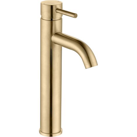 Signature Sail Mono Tall Basin Mixer Tap Single Handle - Brushed Brass (1/2)