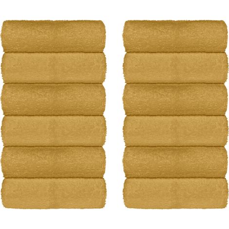 Set Asciugamani Bagno 100% Cotone Super Assorbenti Telo Doccia Spugna Professionali Salvietta Lavetta Viso Asciugamano Salviette Teli Asciugamano Ospite Qualità Hotel Lavette 12 Salviette viso - Giall