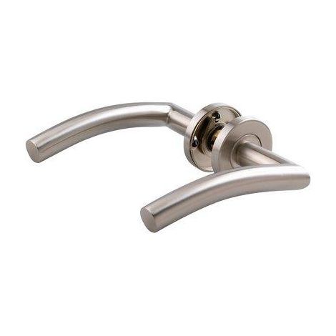 Béquille Double en Inox avec Rosace Normbau C19 – Modèle Classique Argent