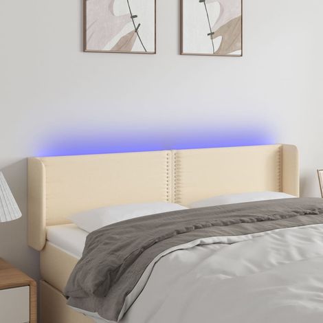 vidaXL Testiera a LED Crema 147x16x78/88 cm in Tessuto (1/5)