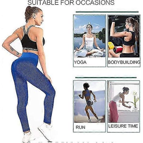 Leggings effet push-up et anti-cellulite pour femmes, pantalon de yoga taille haute (bleu, XS) (1/3)