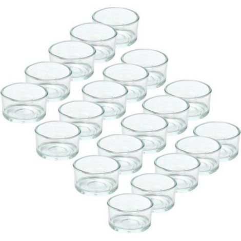 Porte-bougies chauffe-plat - lot de 20 - verre transparent - 4 x 3 cm - bougie chauffe-plat (1/2)