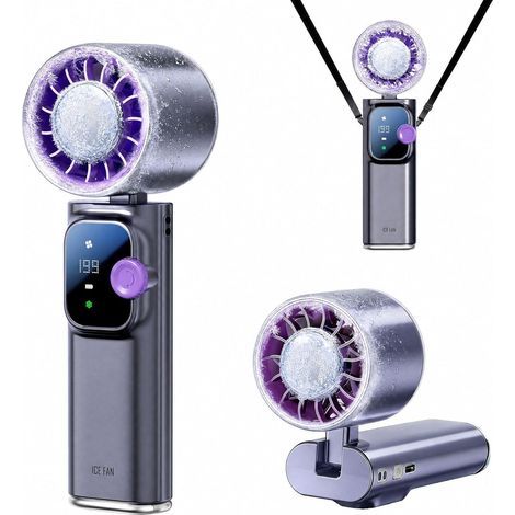 Ventilateur Portable avec Refroidissement Glacé, Turbo Ventilateur 199 Vitesses Rechargeable 4000mAh,Gris (1/5)