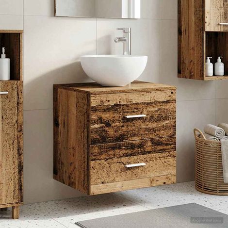Vanidad con Lavabo de Pared Madera envejecida