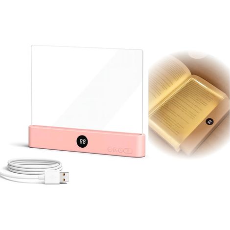 Luz de lectura LED recargable con marcapáginas, luz de lectura USB con clip, ideal para leer en la cama o en paz y tranquilidad - rosa (1/4)