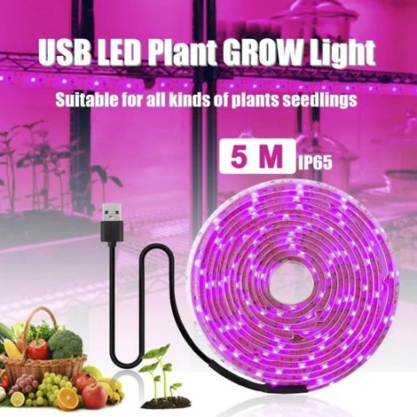 Bande LED horticole spectre complet, étanche, adhésive, sécable (5 m, USB 5 V) (1/5)