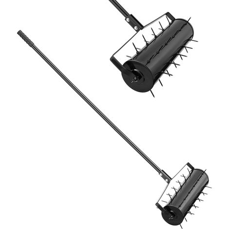 VEVOR Arieggiatore per Prato Rotante Manuale da 533,4 mm Strumento di Aerazione per Prato Rotante per Impieghi Gravosi con Manico Staccabile e 33 Punte in Ferro, per Giardini, Cortili e Prati, Nero (1/5)
