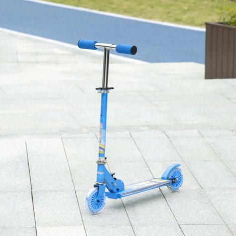 Trottinette pour enfants de 3 à 7 ans, pliable, avec roues lumineuses en PU et musique, 67 x 32 x 78 cm, bleue (1/5)
