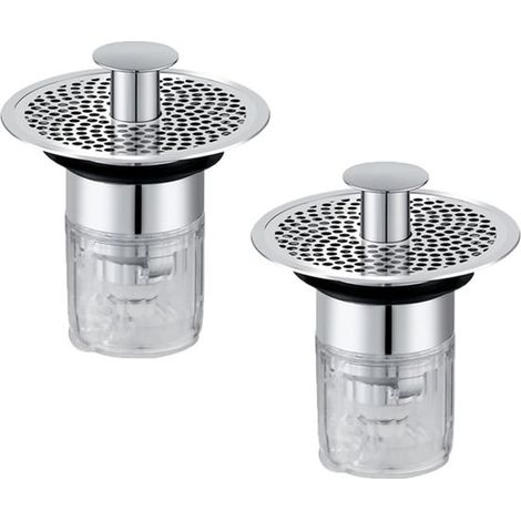 2 Tapones de desagüe para lavabo con placa filtrante,Filtro para lavabo universal con colador antideslizante para abertura de desagüe de 34-37 mm (1/5)
