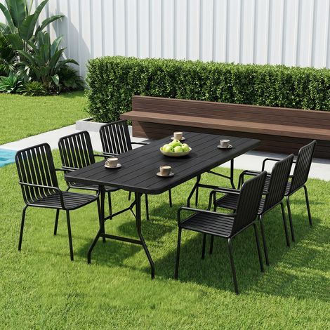 WOLTU Campingtisch klappbar Gartentisch mit Tragegriff Biertisch aus HDPE + Metall Partytisch 8 Personen für Garten Terrasse und Balkon, 180x74cm Schwarz