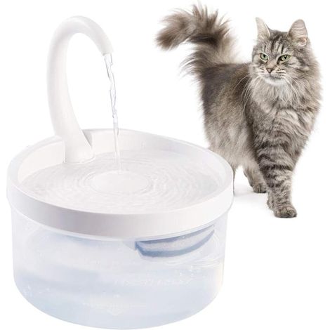 Fontaine à Eau pour Chat, Distributeur Automatique d'eau Potable pour Compagnie 2L avec fenêtre Niveau d'eau, Pompe silencieuse DC (1/5)