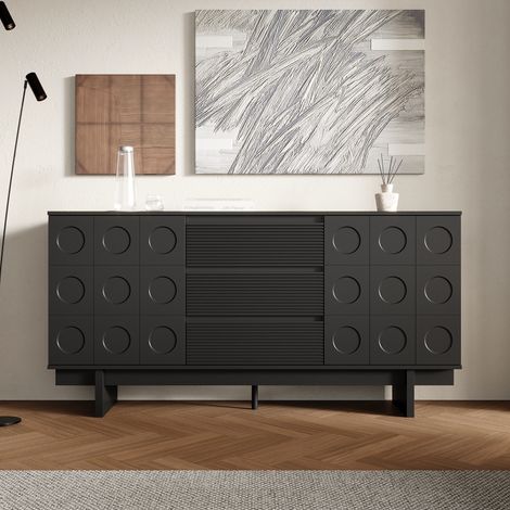Sideboard Modernes Sideboard, Kommode, schwarz matt, MDF, 160×40×80 cm (1/5)