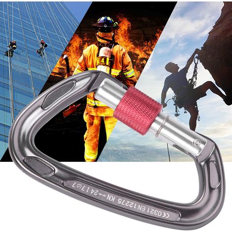 Mousqueton Master Lock en aluminium aéronautique 7075 avec anneau en D et boucle de sécurité, équipement de sécurité pour l'escalade et le camping en extérieur (gris) (1/5)