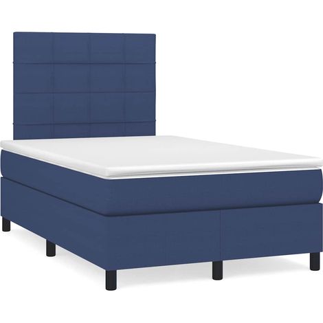 vidaXL Sommier à lattes de lit matelas et LED bleu 120x190 cm tissu (1/5)