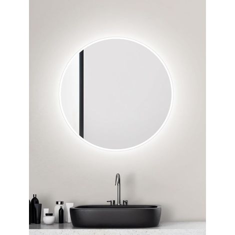 Miroir de Salle de Bain LED Rond - Diamètre : 60 cm - Miroir Mural avec éclairage - Convient aux pièces humides grâce au Corps en Aluminium - Couleur de la lumière : Blanc Neutre (1/5)