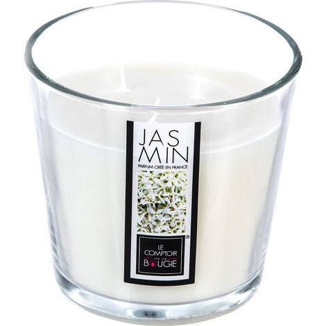 Bougie 3 mèches Parfumée Jasmin 500 G Pot en verre - Atmosphera