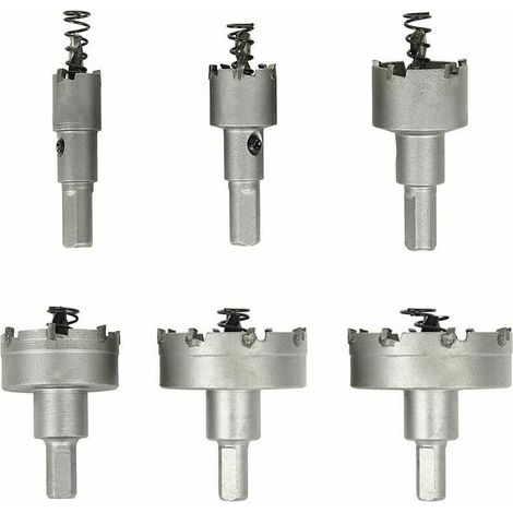 Set di 6 punte a tazza in metallo duro Ulisem per metalli, acciaio inossidabile, alluminio, ferro, rame e legno, con diversi diametri.