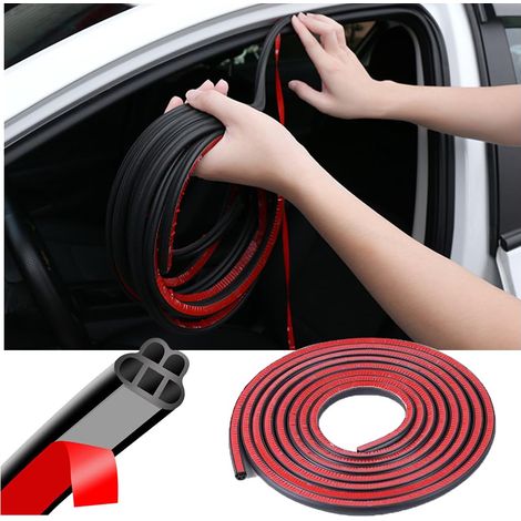 Autotürdichtung, doppellagiges Gummi, 10 mm x 8 mm x 10 m, 5 Löcher, schalldämmend, selbstklebend, universell, für SUV, LKW, Wohnmobil (Schwarz-1)