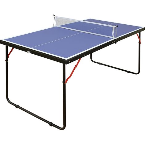 Tavolo da Ping Pong Mini Pieghevole con Tendirete Salvaspazio con Maniglie di Trasporto Azzurro