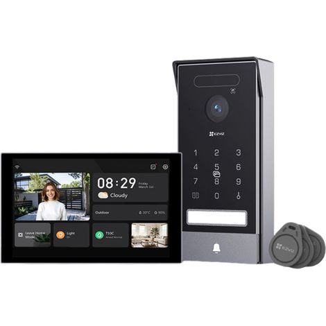 Ezviz – Visiophone connecté 4K avec reconnaissance d'empreinte palmaire – Écran tactile 8 pouces – Vision nocturne ColorFULL – Déverrouillage à distance