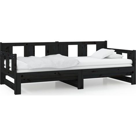 Maison Exclusive - Tagesbett Ausziehbar Schwarz Massivholz Kiefer