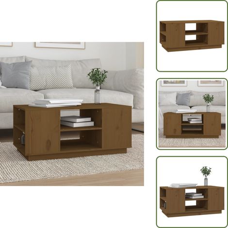 Table basse Marron miel 90x49x40,5 cm Bois massif de pin - Table Basse - Meuble TV - Table D'appoint - Table Design - Bois Massif (1/5)