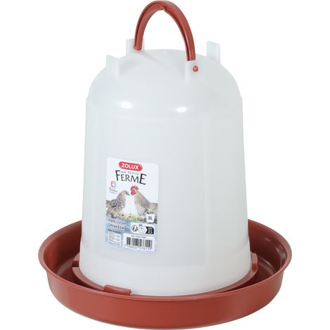 Abreuvoir en plastique contenance jusqu'à 3 Litres, rouge , basse cour - zolux (1/2)