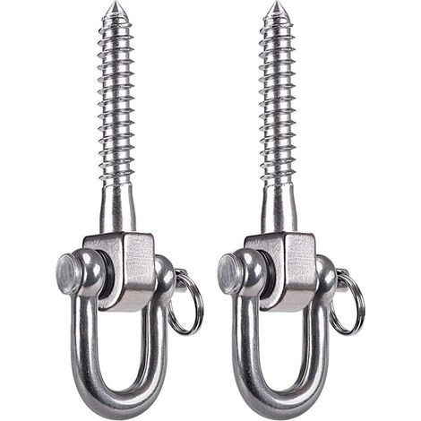 2-Pack 180° Swing Hooks, SUS304 Stainless Steel, 800 kg Load Capacity, for Playground, Yoga, Hammock, Rope, Sandbag, Punching Bag, Porch