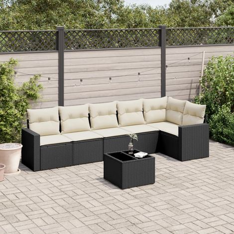 vidaXL Set Divani da Giardino con Cuscini 7pz Nero Polyrattan (1/3)