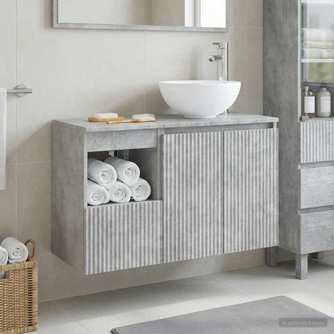 Beyamis Ensemble de meubles de salle de bain 2 pièces Gris béton (1/5)
