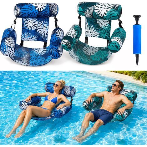 Schwimmende Pool-Hängematte, aufblasbare Pool-Hängematte für Erwachsene mit 3 Kissen, Poolliege, aufblasbare Matratze für See und Strand, Tragkraft 150 kg (1/5)