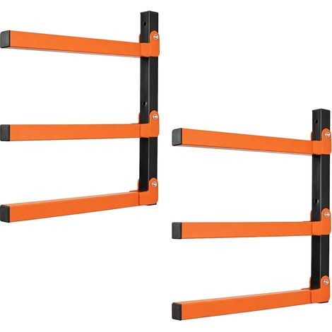 Lot de 2 supports muraux pour jantes - Support pour bûches de cheminée - Montage mural Étagère murale à 3 niveaux pour bois, tuyaux et skis, jusqu'à 150 kg (1/5)