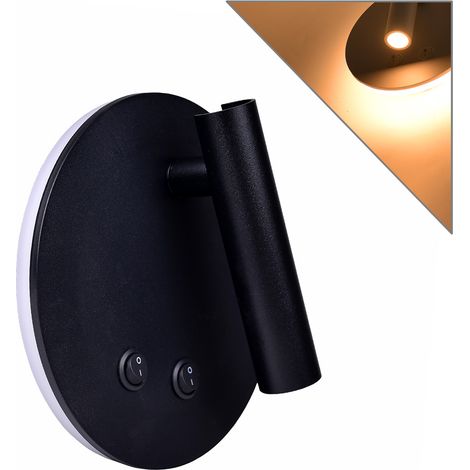 APPLIQUE LED 8W PER INTERNI CON DOPPIA EMISSIONE LUMINOSA A LUCE CALDA - DESIGN MODERNO NERO TONDO IN ALLUMINIO ILLUMINAZIONE D'AMBIENTE IDEALE PER SALOTTI CAMERE DA LETTO E SPAZI DOMESTICI MODERNI (1/5)